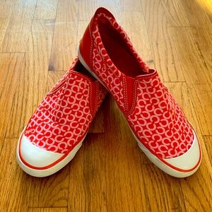 Coach Leatherware Orange Slip on Sneakers
